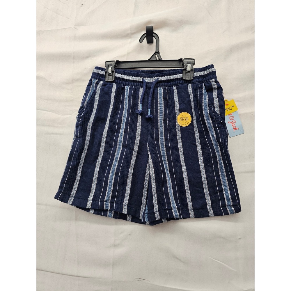 Cat & Jack Boys Striped Pull On Shorts Blue Cotton Linen Casual Size Large
